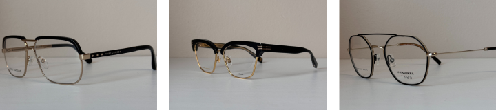 image of men's and women's eyeglass frames by Marc Jacobs and Morel.