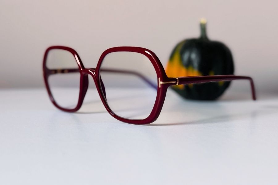 Tom Ford Women's eyeglass frame TF5813-B in shiny red